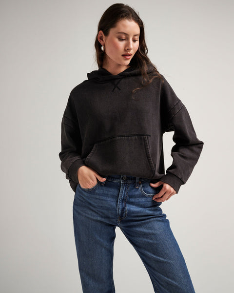 Womens Recycled Fleece Hoodie - Recycled Fleece - Mineral Black