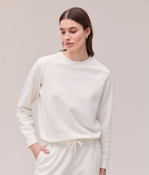 Womens Recycled Fleece Classic Sweatshirt - Recycled Fleece - Coconut Milk