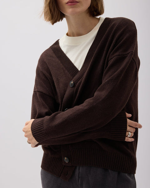Womens Alexa Lightweight Cardigan - Cotton Sweater Knit - Mole