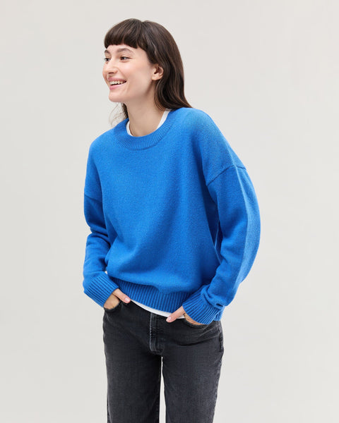 Womens Felicity Lightweight Sweater - Cotton Sweater Knit - Pop Blue