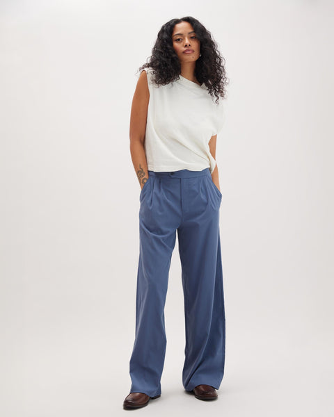 Womens Quorias Fluid Wide Leg Trouser - Polyester Modal Twill