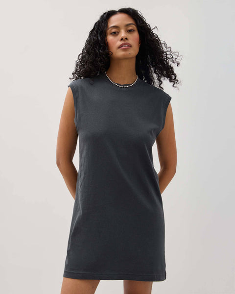 Womens Relaxed Muscle Dress - Pigment Dye Jersey - Stretch Limo