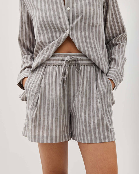 Womens Quorias Short - Poly Seer Sucker Stripe - Black / White Stripe