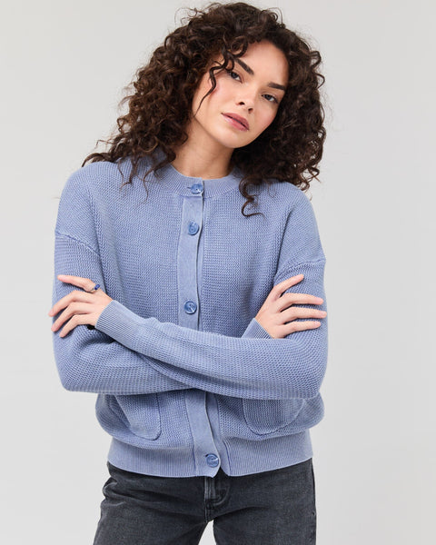 Womens Dune Cardigan - Cotton Sweater Knit - Vintage Indigo