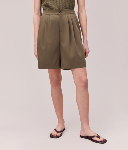 Womens Quorias Resort Short - Modal Blend Woven - Olive Grey